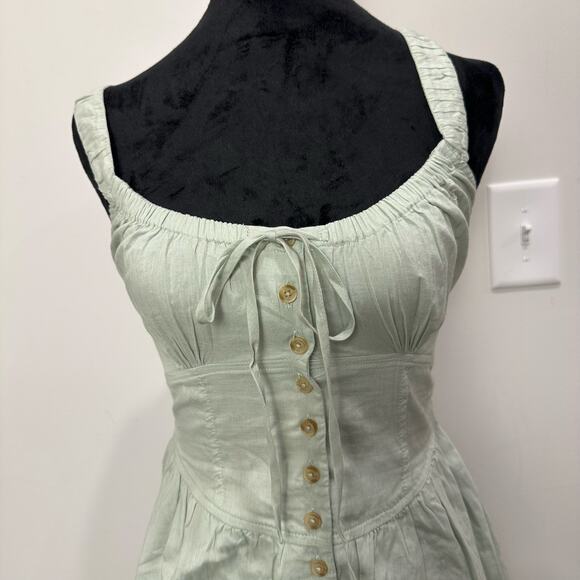 BDG Azealia Button Front Cotton Minidress Ruched Cups Size XS Y2K Cottagecore - Picture 11 of 13